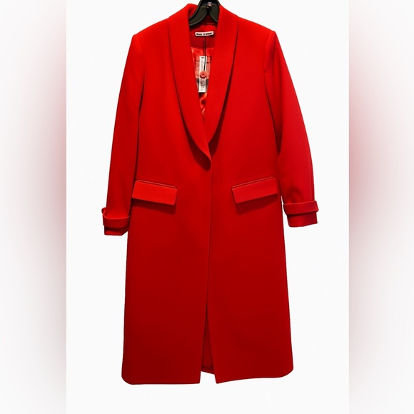 Alice + Olivia Jackets & Blazers - Alice + Olivia Red Wool Double Lapel Coat XS NWT Luxury Designer Statement